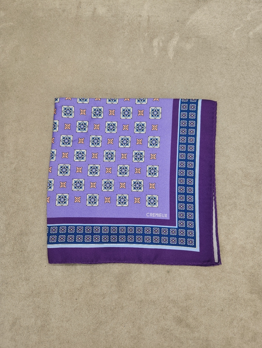 Cremieux Pocket Square Blue Lilac Foulard 100% Silk Pochette Formal New $35